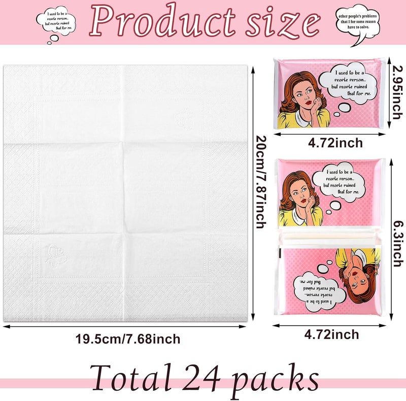 Geyee 24 Packs Travel Size Tissue Pocket Slim Pack Facial 3 Ply Wallet Size Pocket Tissues for Travel Wedding Party Favors, 6 Styles(Office Lady) - Image 2